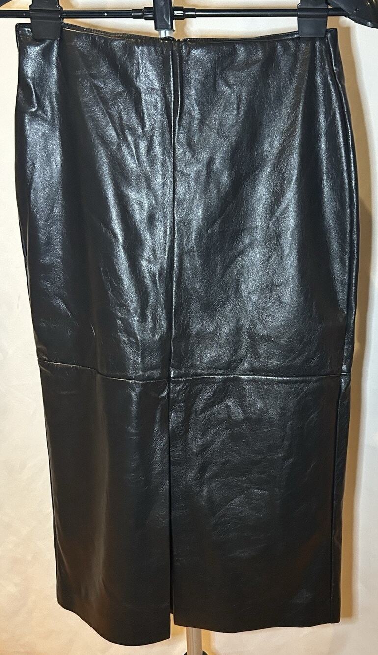 NWT edited x Hunter McGrady Black Faux Leather Midi Skirt size 00